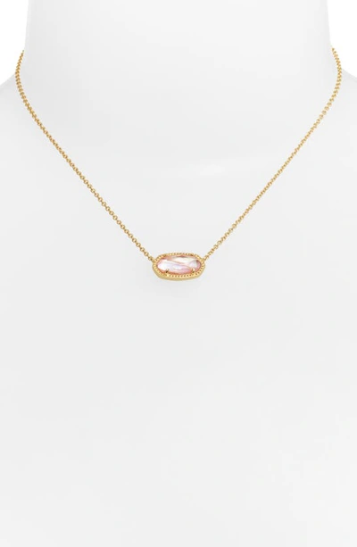Shop Kendra Scott Elisa Birthstone Pendant Necklace In Gold Light Pink Abalone
