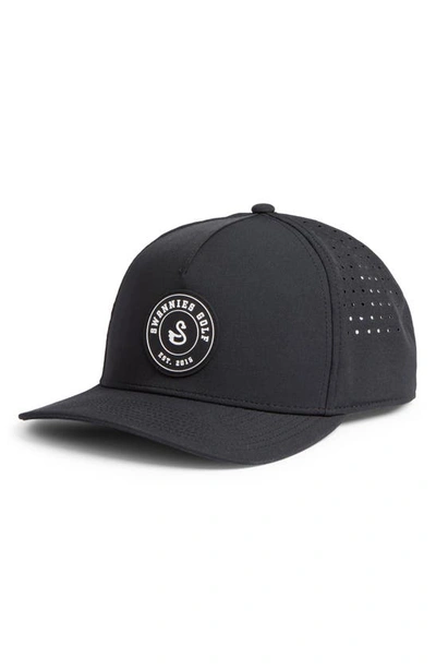 Shop Swannies Wade Ventilated Golf Snapback Baseball Cap In Black-white