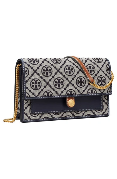 Shop Tory Burch T Monogram Wallet On A Chain In Tory Navy