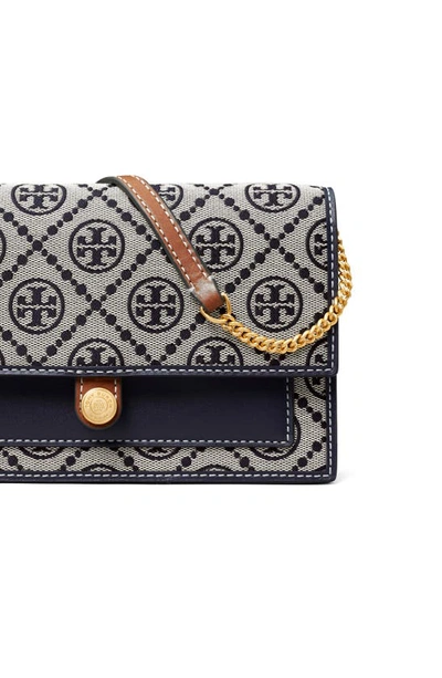 Shop Tory Burch T Monogram Wallet On A Chain In Tory Navy