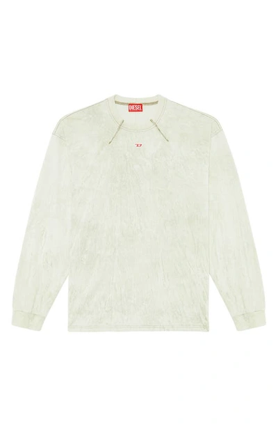 Shop Diesel T-cos-ls Logo Patch Plaster Print Long Sleeve T-shirt In Off-white