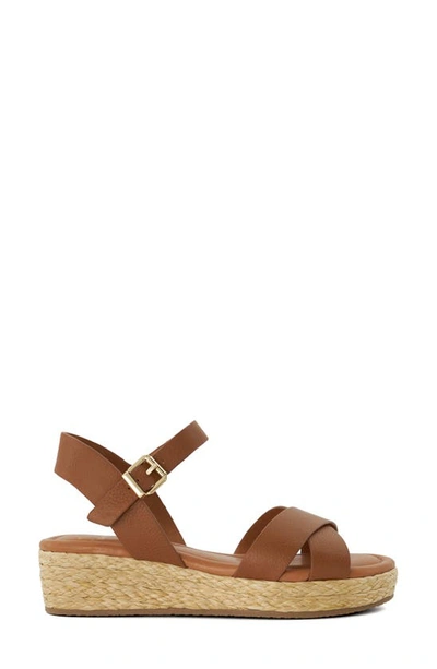 Dune London Linnie Platform Wedge Sandal In Dark Tan