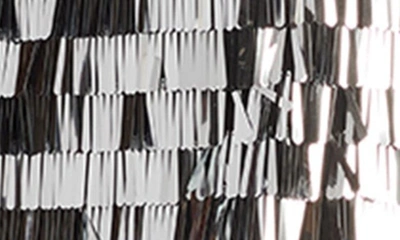 Shop Sho By Tadashi Shoji Sequin Fringe Sleeveless Gown In Silver/ Black