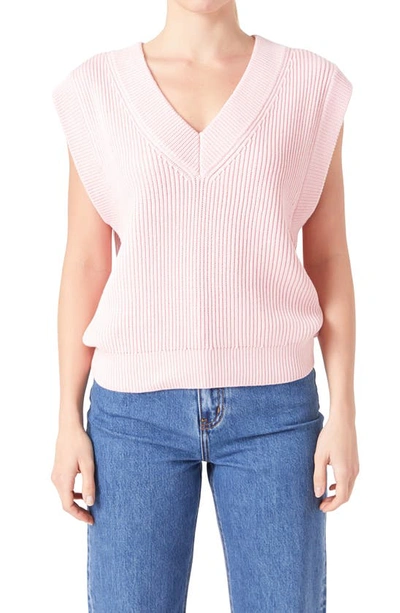 English Factory Throw On Sweater Vest In Pink