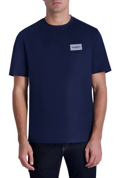Shop Karl Lagerfeld Logo Patch T-shirt In Navy
