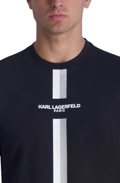 Shop Karl Lagerfeld Racing Stripe Logo Graphic T-shirt In Black