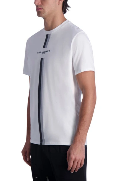 Shop Karl Lagerfeld Racing Stripe Logo Graphic T-shirt In White