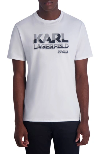 Shop Karl Lagerfeld Stripe Logo Graphic T-shirt In White