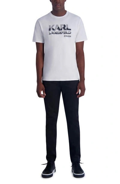 Shop Karl Lagerfeld Stripe Logo Graphic T-shirt In White