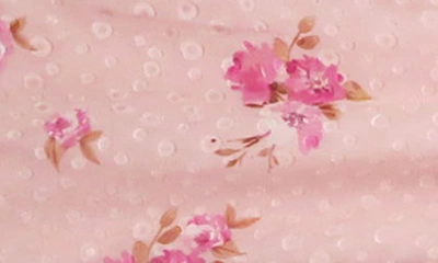 Shop Zunie Kids' Floral Clip Dot Chiffon Jumpsuit In Blush Print