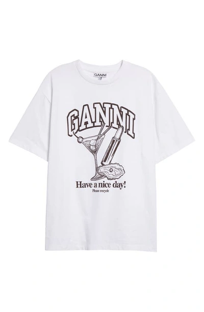 Shop Ganni Future Cocktail Cotton Graphic T-shirt In Bright White