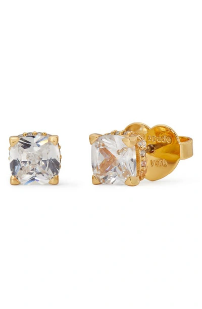 Shop Kate Spade Little Luxuries Stud Earrings In Clear/ Gold.