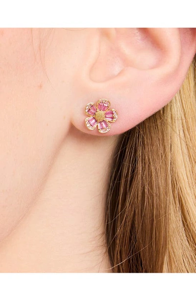 Shop Kate Spade Fleurette Cubic Zirconia Stud Earrings In Pink.