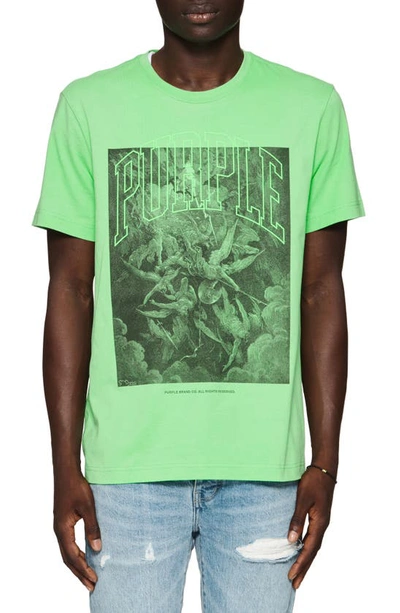 Shop Purple Brand Falling Angels Graphic T-shirt In Green