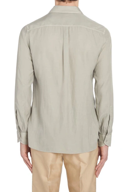 Shop Tom Ford Military Fit Fluid Twill Button-up Shirt In Soft Grey