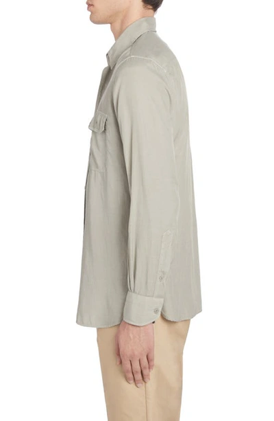 Shop Tom Ford Military Fit Fluid Twill Button-up Shirt In Soft Grey