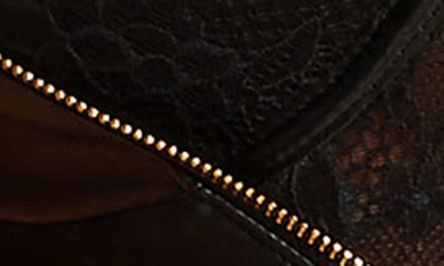 Shop Hunkemoller Talia Faux Leather & Lace Underwire Longline Push-up Bra In Caviar