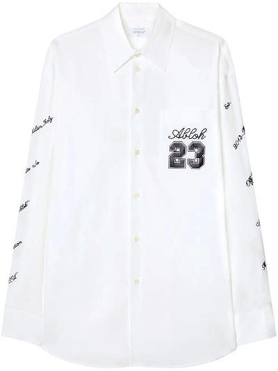 Shop Off-white 23 Logo Oversize Shirt In White