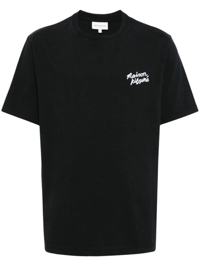 Shop Maison Kitsuné Handwriting-logo T-shirt In Black