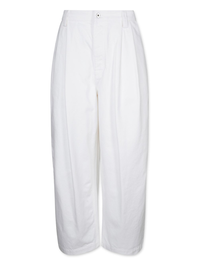 Shop Bottega Veneta Pleated Wide-leg Jeans In White