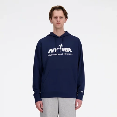Shop New Balance Men's Run For Life Graphic French Terry Hoodie In Blue