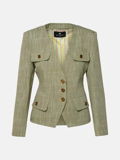Shop Etro Green Viscose Blend Jacket