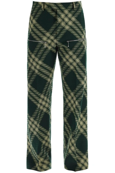 Shop Burberry Workwear Pants In Houndstooth In Multicolor