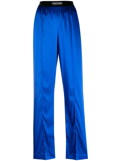 Shop Tom Ford Straight Trousers In Blue