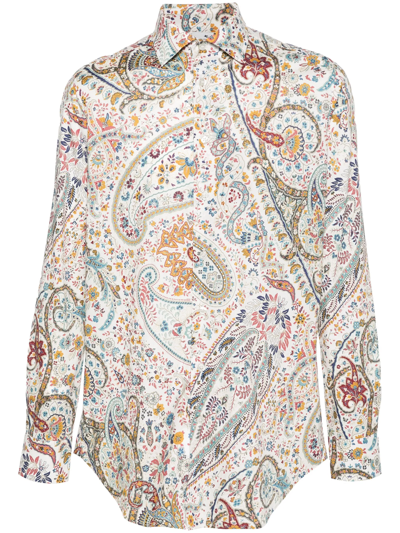 Shop Etro Shirt With Paisley Print In Multicolour