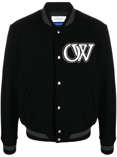 Shop Off-white Bomber Jacket With Logo In Black
