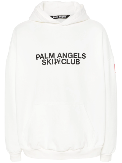 Shop Palm Angels Ski Club Sweatshirt With Hood In White