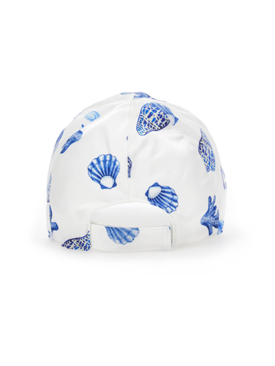 Monnalisa Baseball Cap With Rhinestones In White + Blue