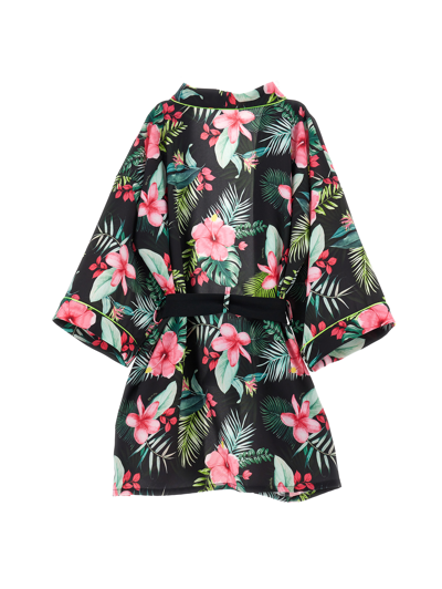 Shop Monnalisa Jungle Print Kimono Jacket In Black