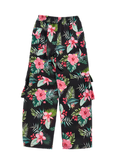 Shop Monnalisa Jungle Print Cady Trousers In Black