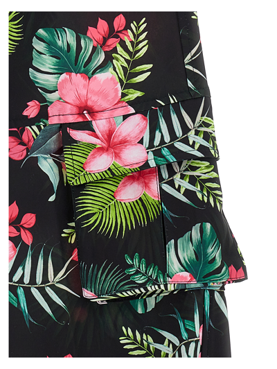Monnalisa Jungle Print Cady Trousers In Black