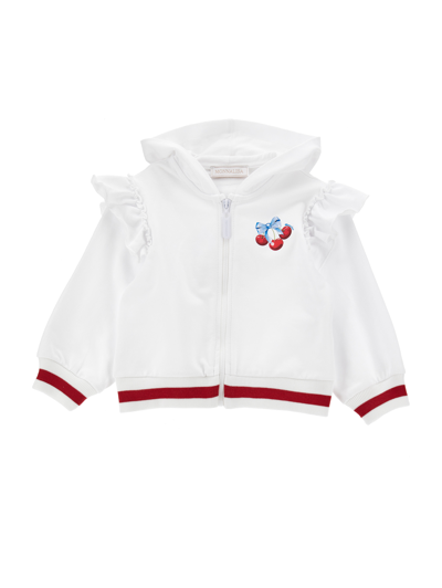 Shop Monnalisa Cotton Fleece Hoodie In White