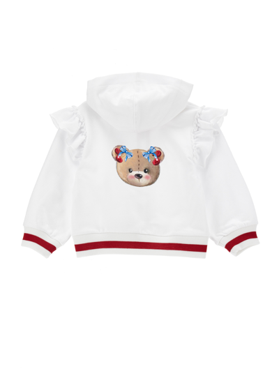 Monnalisa Cotton Fleece Hoodie In White