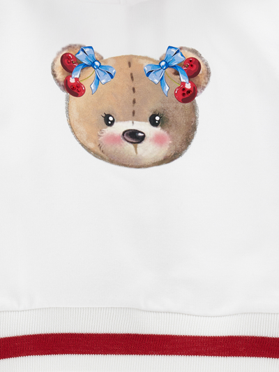 Monnalisa Cotton Fleece Hoodie In White