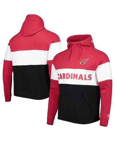 New Era Men's  Black, Cardinal Arizona Cardinals Colorblock Current Pullover Hoodie In Black,cardinal