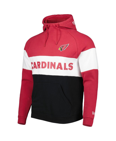 New Era Men's  Black, Cardinal Arizona Cardinals Colorblock Current Pullover Hoodie In Black,cardinal