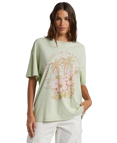 Shop Roxy Juniors' Hibiscus Paradise T-shirt In Laurel Green