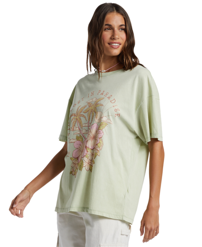 Shop Roxy Juniors' Hibiscus Paradise T-shirt In Laurel Green