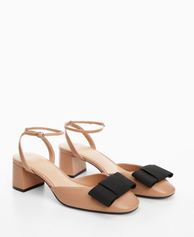 Shop Mango Women's Bow Leather Shoes In Nude