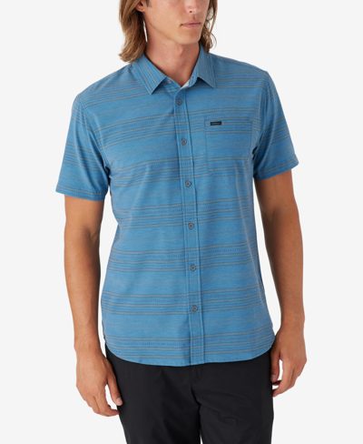 Shop O'neill Men's Trvlr Upf Traverse Stripe Standard Shirt In Copen Blue