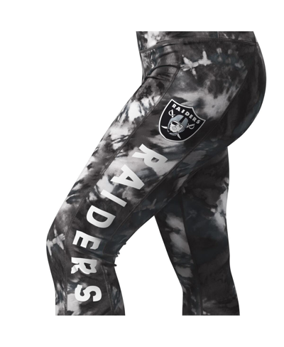 Msx By Michael Strahan Women's  Black Las Vegas Raiders Aubrey Tie-dye Leggings In Black