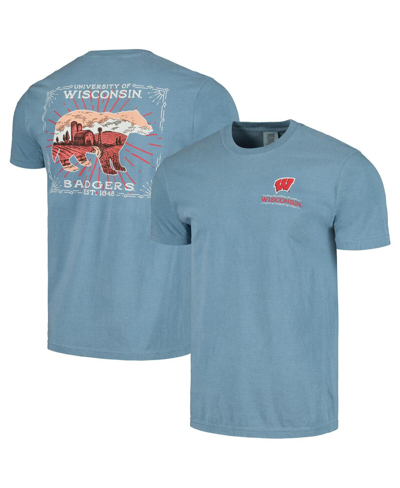 Shop Image One Men's Light Blue Wisconsin Badgers State Scenery Comfort Colors T-shirt