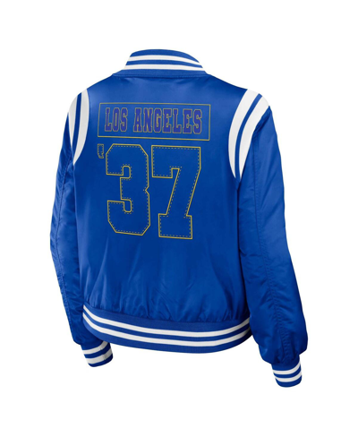 Shop Wear By Erin Andrews Women's  Royal Los Angeles Rams Bomber Full-zip Jacket