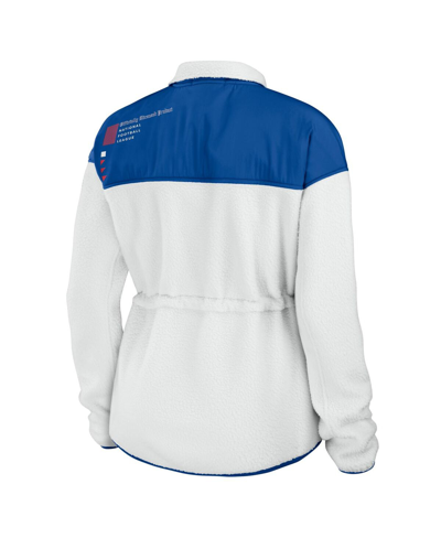 Wear By Erin Andrews Women's  White, Royal Buffalo Bills Color-block Polar Fleece Full-zip Jacket In White,royal