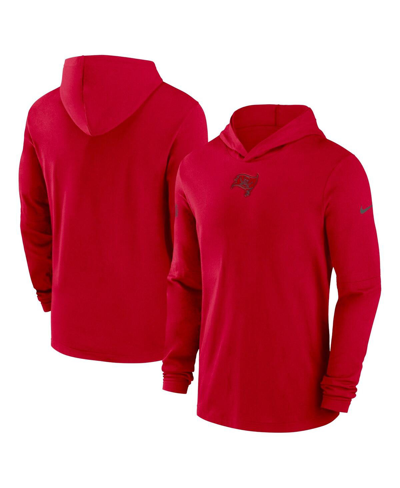Shop Nike Men's  Red Tampa Bay Buccaneers Sideline Performance Long Sleeve Hoodie T-shirt