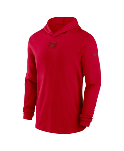 Shop Nike Men's  Red Tampa Bay Buccaneers Sideline Performance Long Sleeve Hoodie T-shirt
